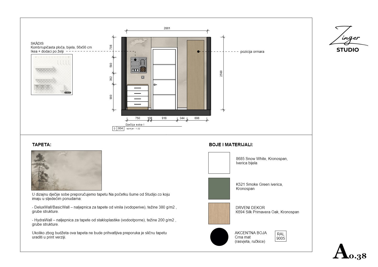 Soba II — zid, tapeta i materijali