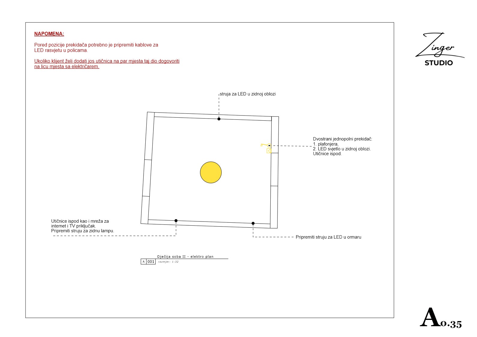 Soba II — elektro plan